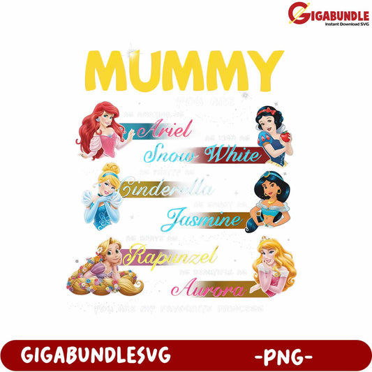 Mummy With Favorite Disney Princesses PNG Artwork Design