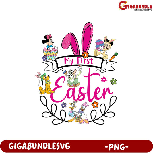 My First Easter PNG Design with Disney Characters for Kids