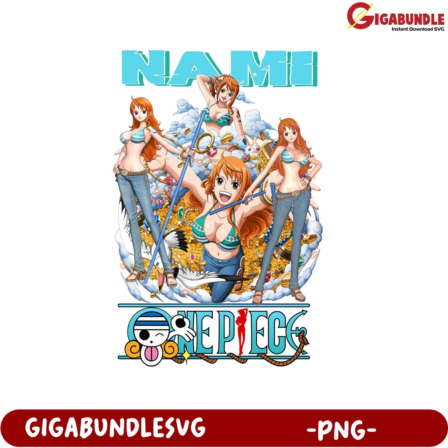 Nami Character Art from One Piece PNG Format Downloadable Image