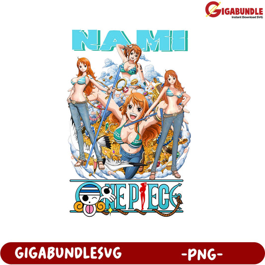 Nami Character Art from One Piece PNG Format Downloadable Image