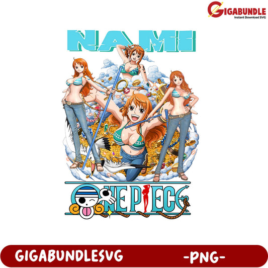 Nami One Piece Character PNG Digital Download Graphic Design