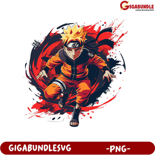 Naruto Anime Character Running PNG Digital Art Downloadable File
