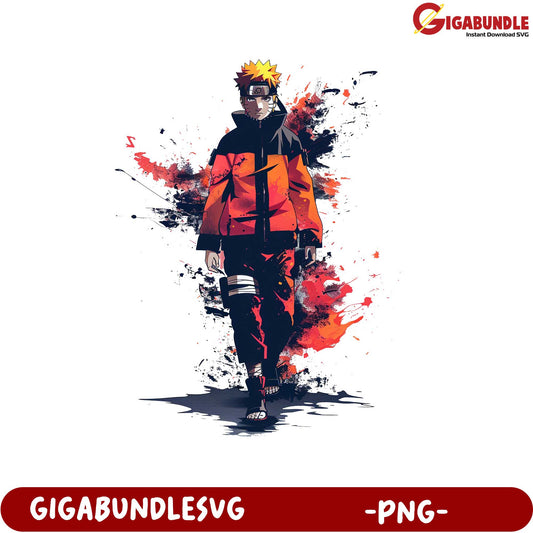 Naruto Character Illustration in Vibrant Colors PNG Format