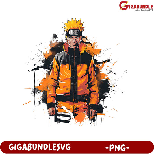 Naruto Character Illustration with Colorful Background PNG File