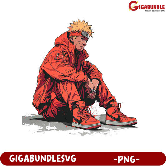 Naruto Character in Orange Outfit PNG Digital Download Product