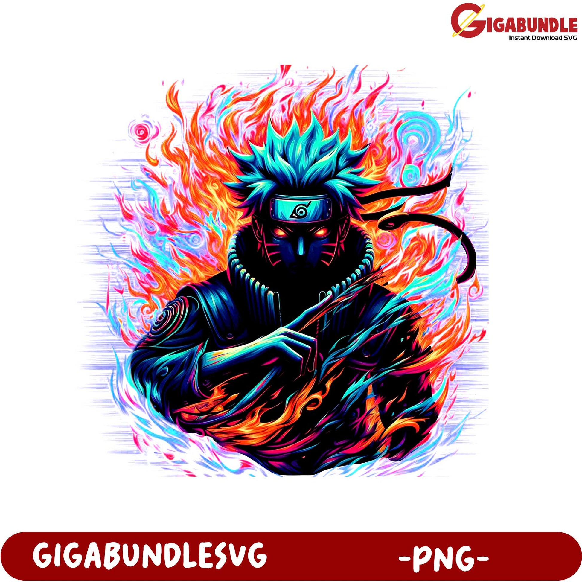 Naruto Inspired Character Art Flame Effects PNG Downloadable Image