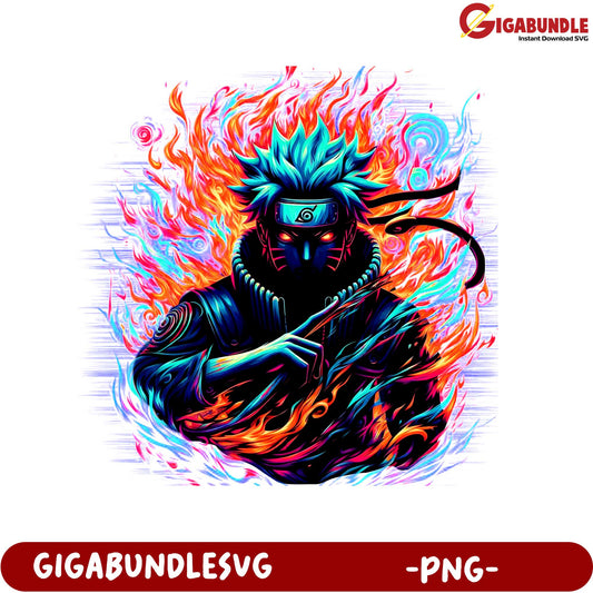 Naruto Inspired Character Art Flame Effects PNG Downloadable Image