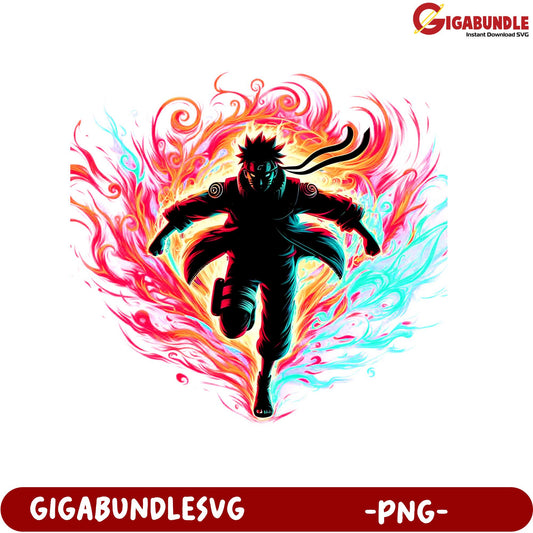 Naruto Running Illustration Vibrant PNG Downloadable Art Design