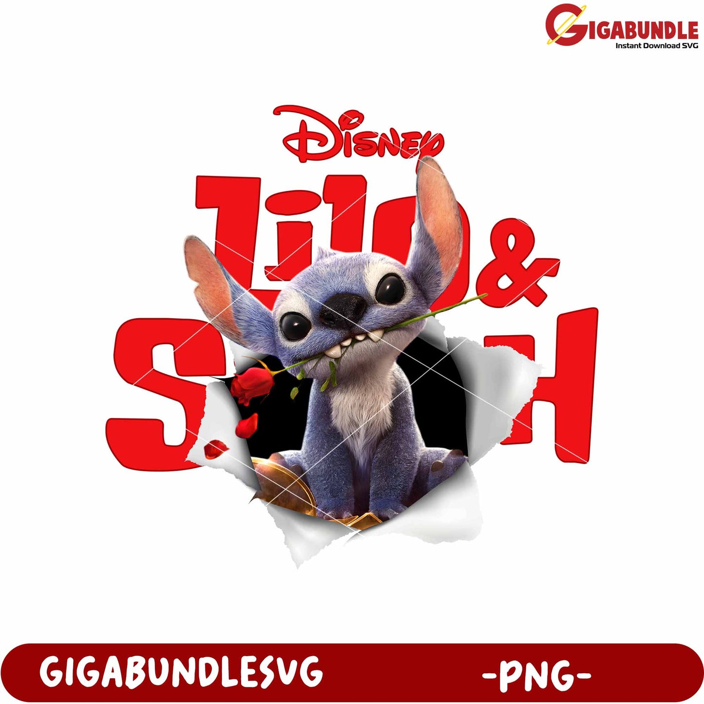 Naughty stitch  with a rose png, funny stitch memes png, lilo and stitch the movie png