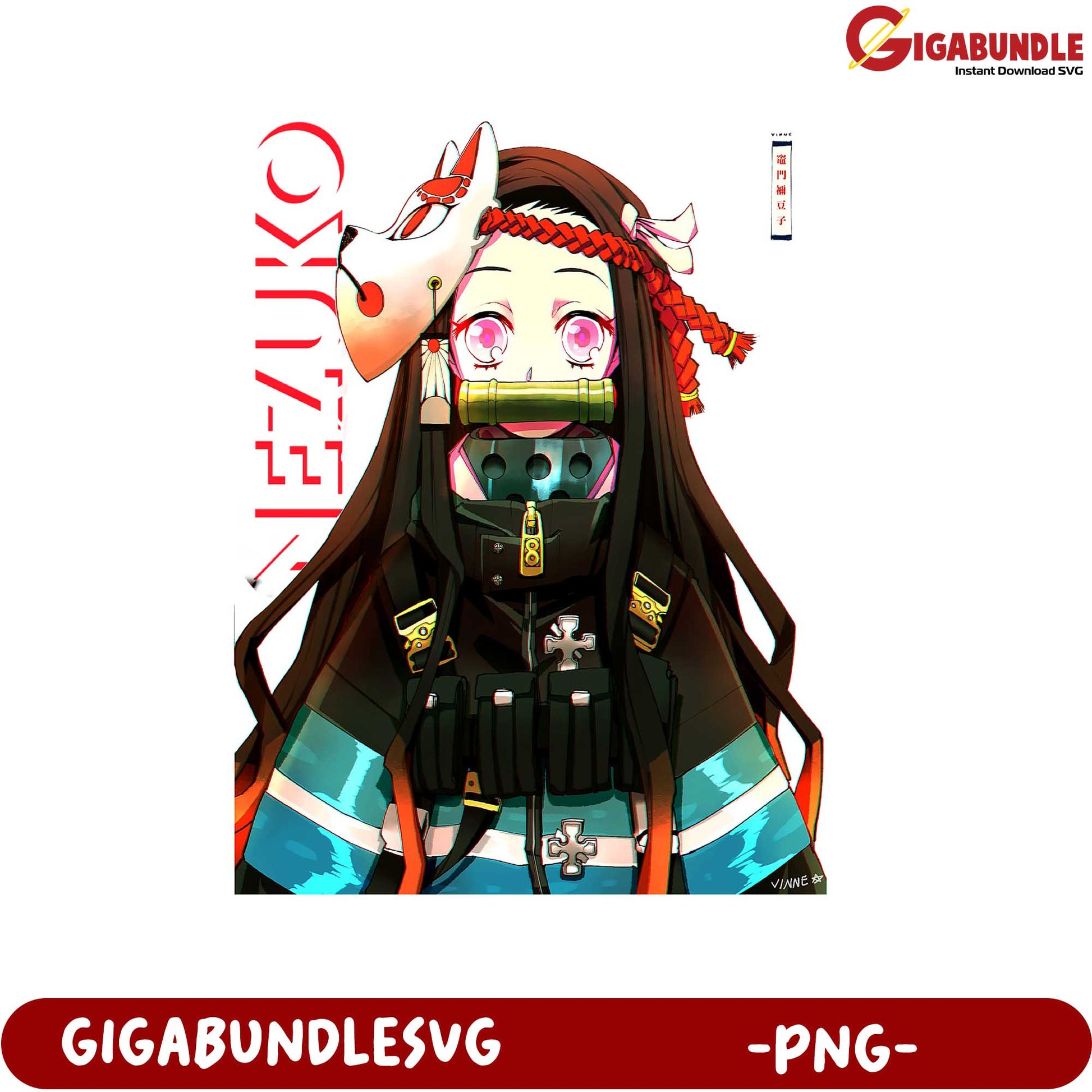 Nezuko Kamado Anime PNG Art for Downloadable Use