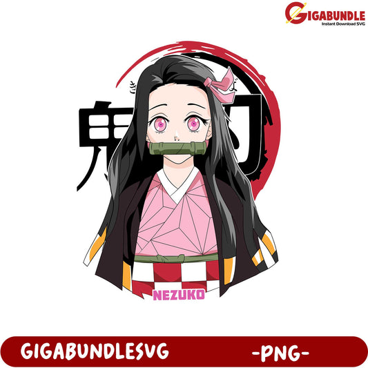 Nezuko Kamado Character Illustration PNG Downloadable File