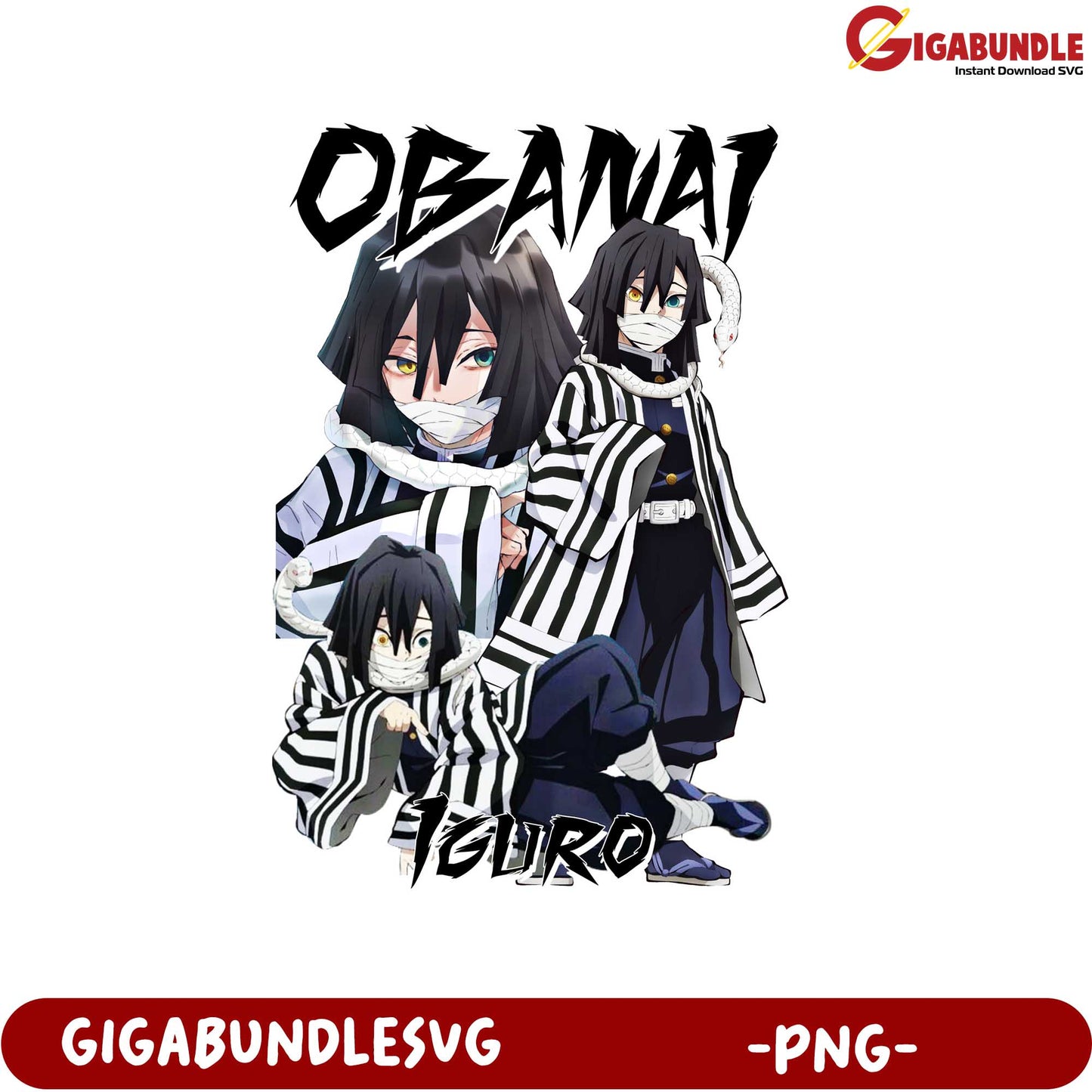 Obanai Iguro Anime Character PNG Digital Download Artwork
