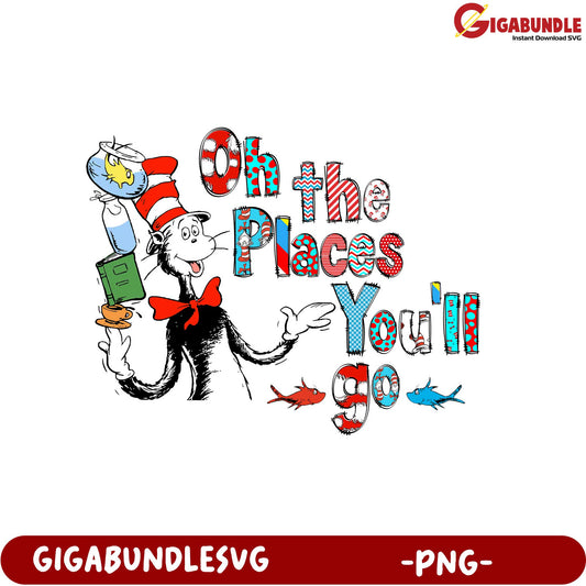 Oh the Places You'll Go Cat in the Hat PNG Graphics Download