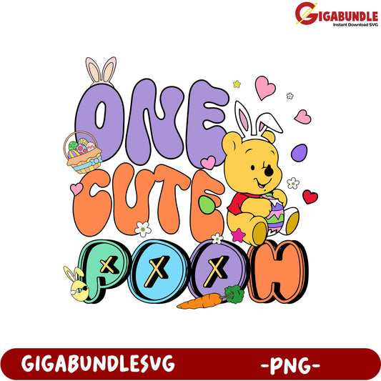 One Cute Pooh Easter PNG Graphic for Kids' Crafts and Decor