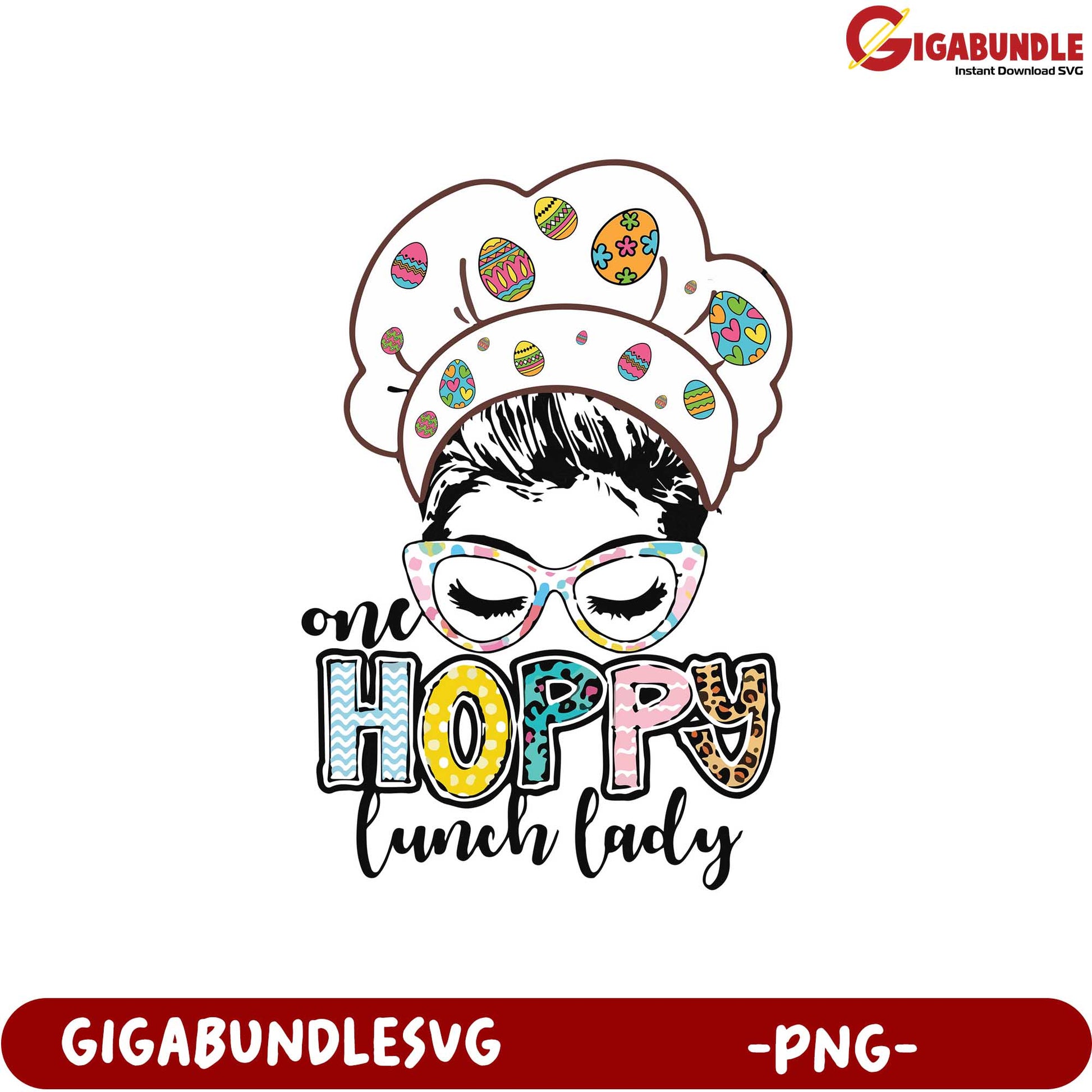 One Hoppy Lunch Lady PNG Design for Spring Crafts and Decor