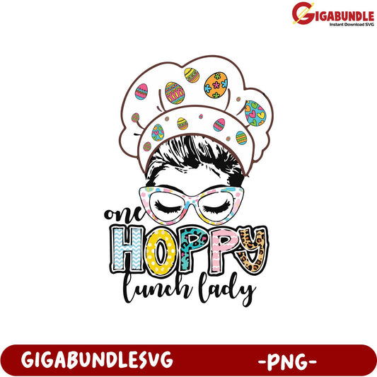 One Hoppy Lunch Lady PNG Design for Spring Crafts and Decor