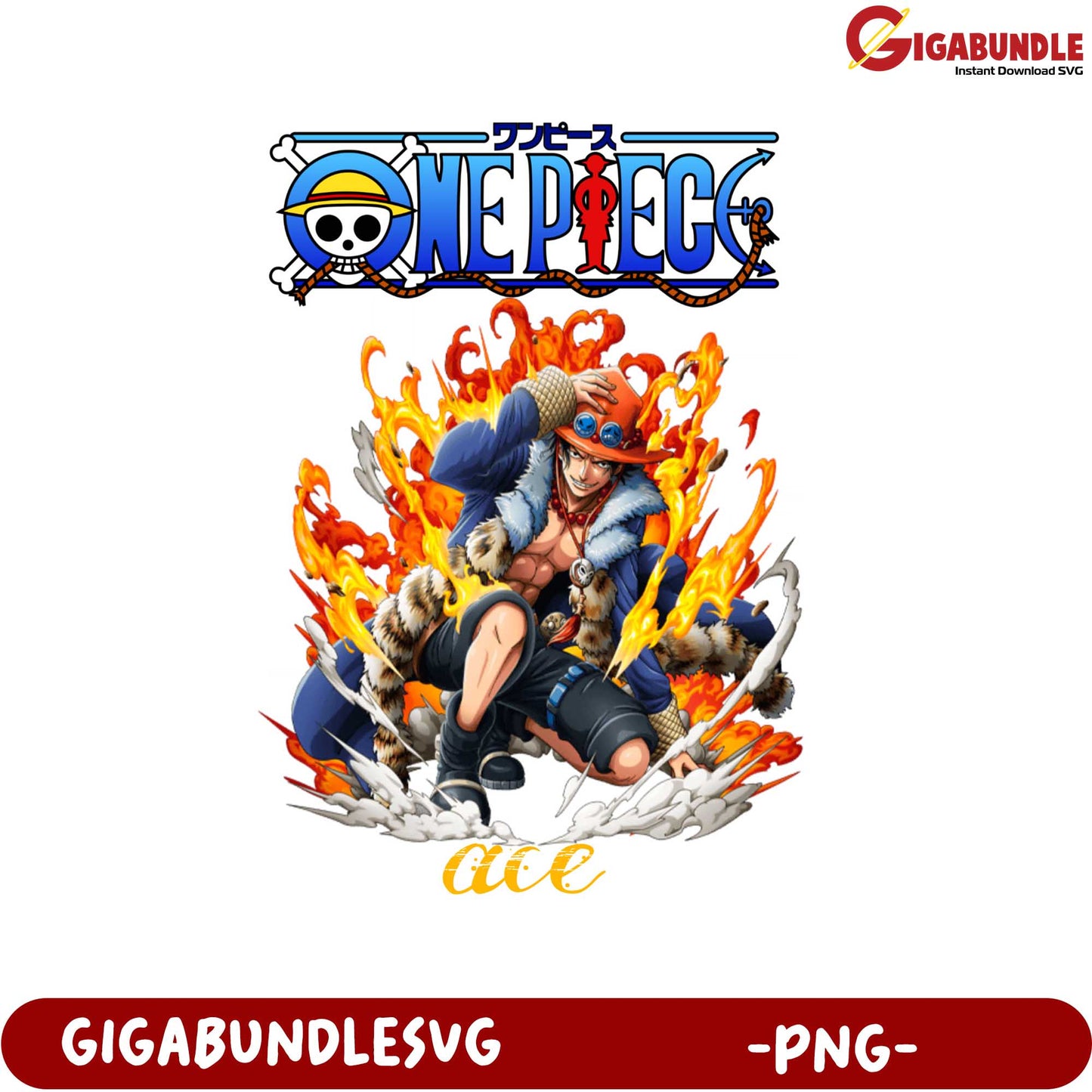 One Piece Ace Anime Character PNG Download Instant Access