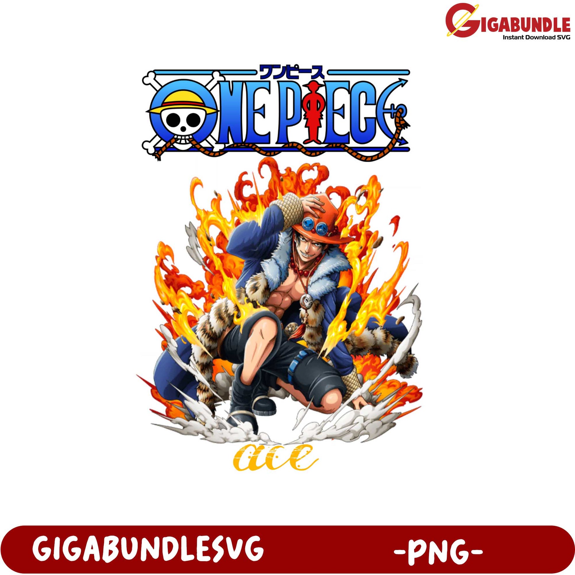 One Piece Ace Anime Character PNG Download Instant Access