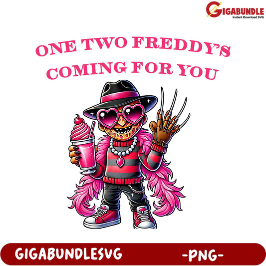 One Two Freddy’s Coming For You - Fun PNG Graphic for Halloween