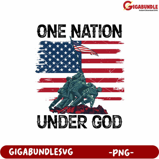 One nation under god white design png, patriotic quote png, american flag png