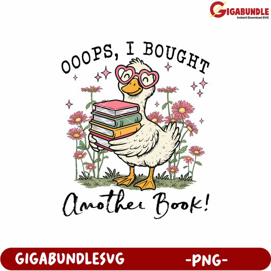 Oops i bought another book png, funny book lover png, oops moment png