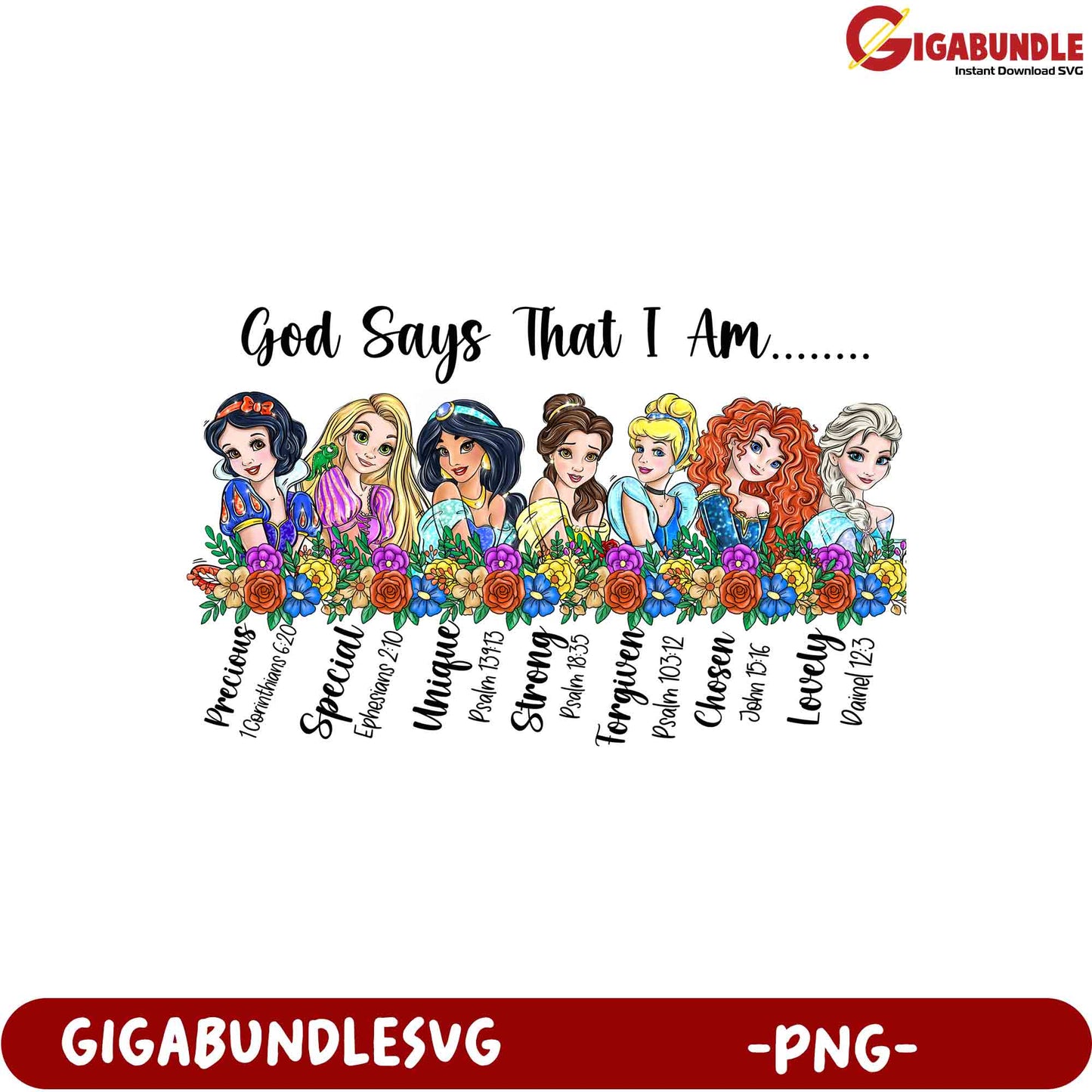 Option 1 (Focus on Keywords)  God Says I Am PNG - Princess SVG