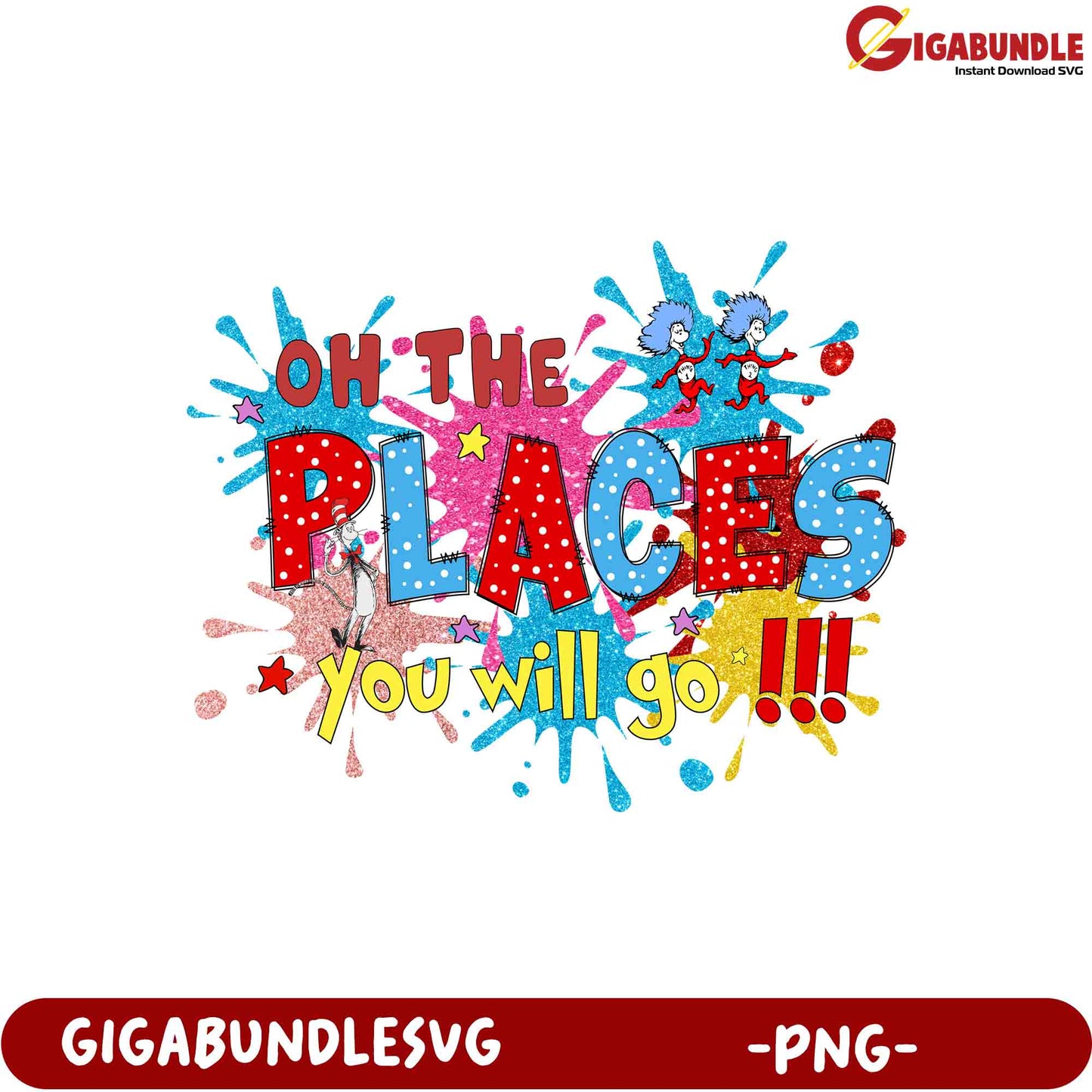 Option 1 (Focus on Keywords)  Oh The Places PNG SVG Sublimation