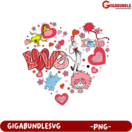 Option 1 (Focus on Valentine's Day)  Dr. Seuss Valentine's PNG