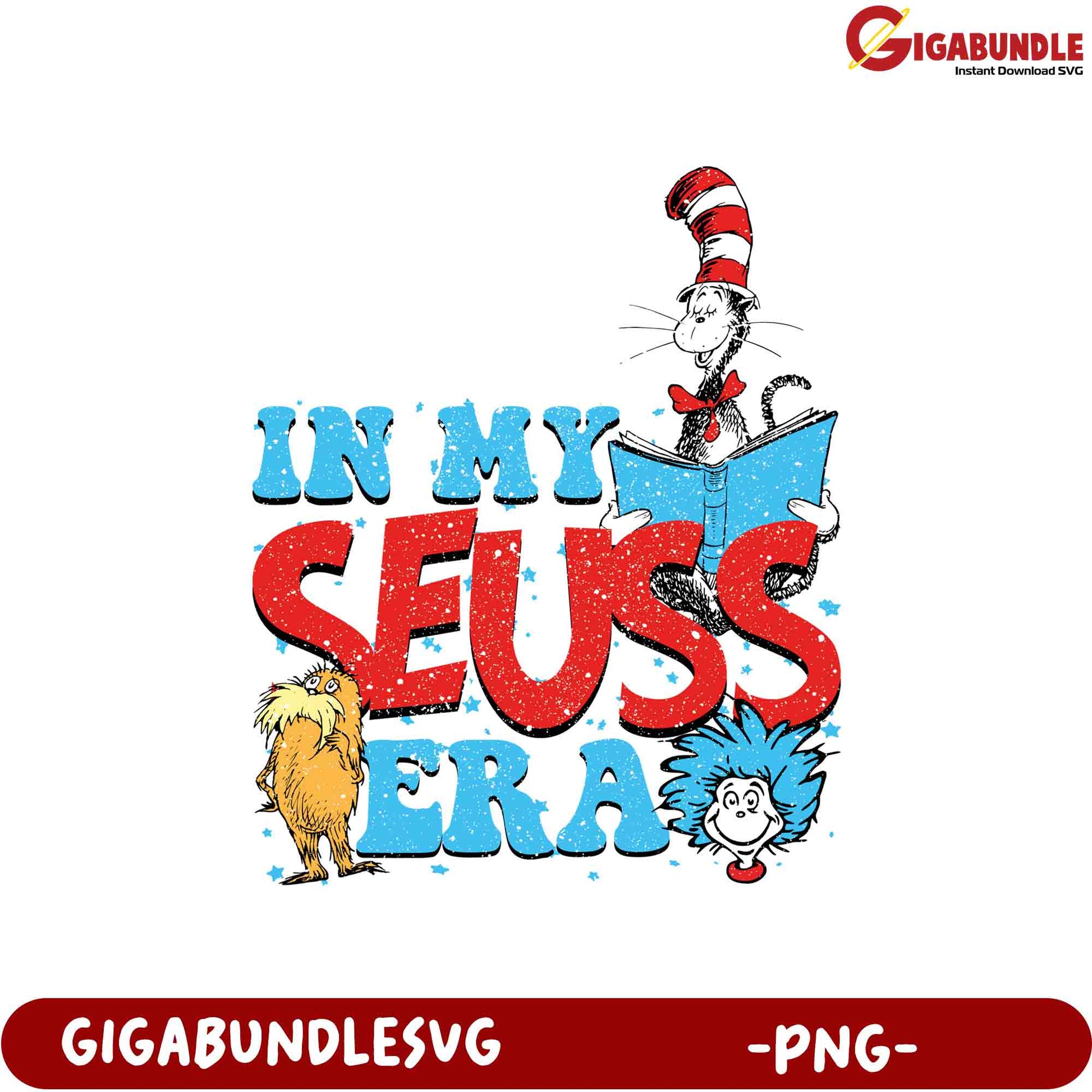 Option 1 (Focus on character)  Dr. Seuss PNG Cat in the Hat Design