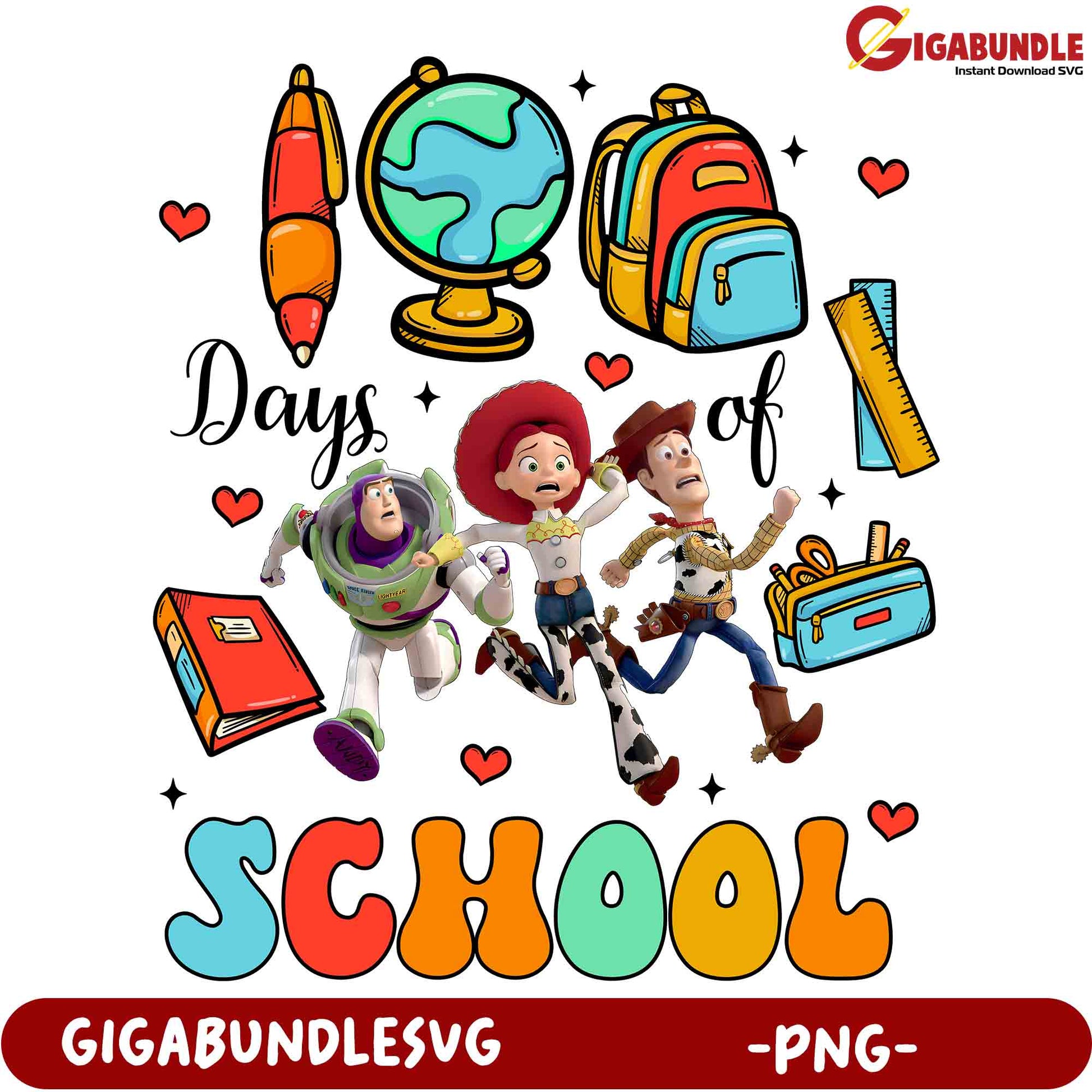 Option 1 (Focus on characters) Toy Story Back to School PNG SVG