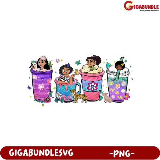 Option 1 (Focus on product type) PNG Cute Girls in Cups Sublimation Design