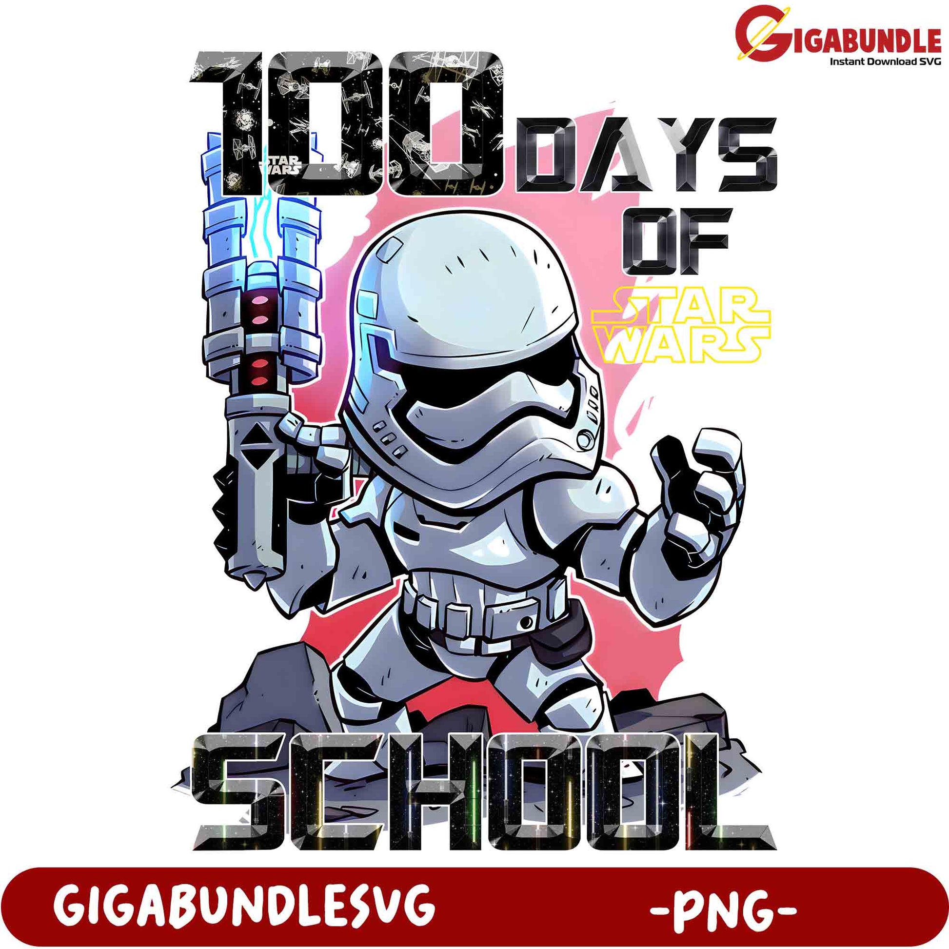 Option 1 (Focus on the character)  Star Wars Stormtrooper 100 Days of School PNG