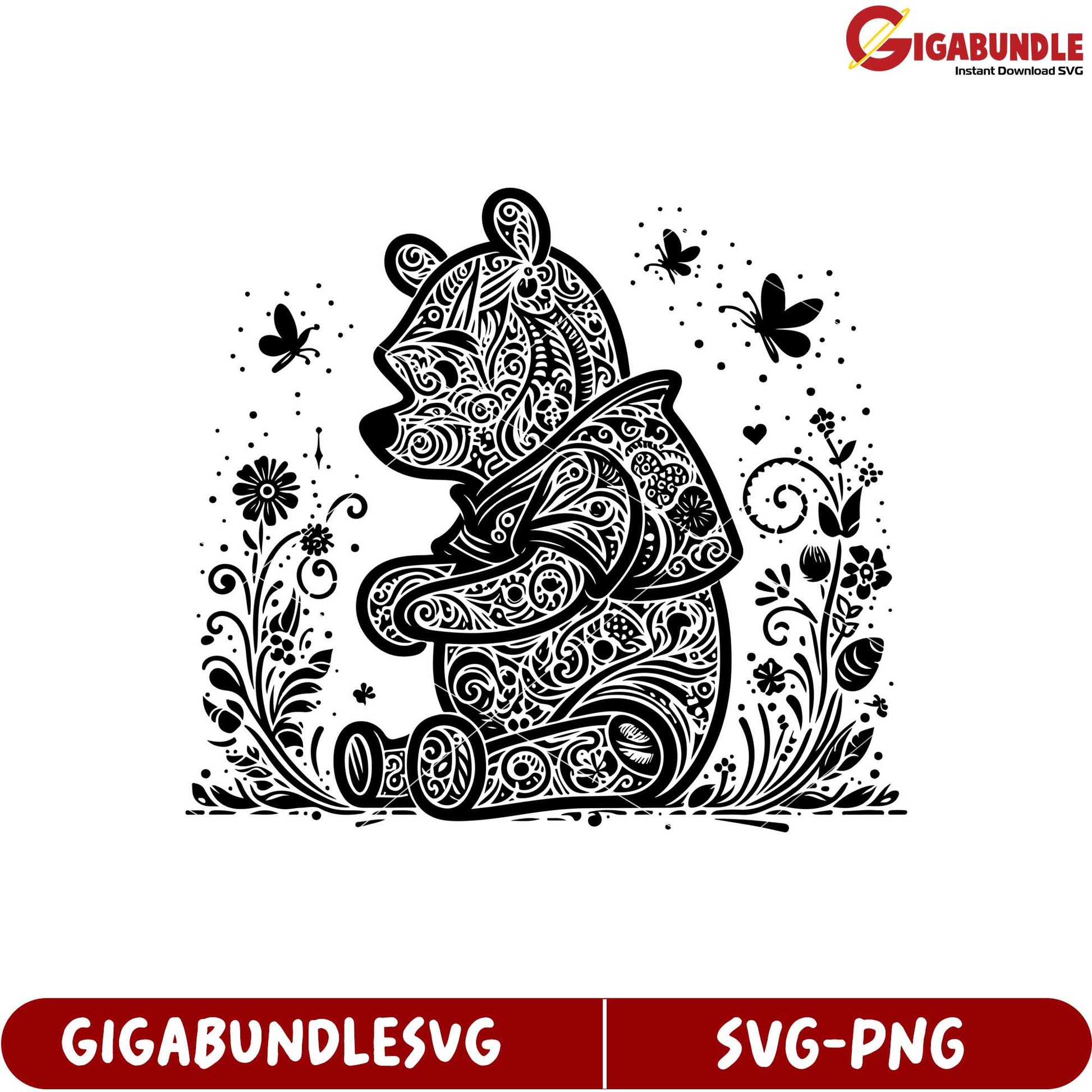 Ornate Bear Design SVG for Crafts and Creative Projects Downloadable
