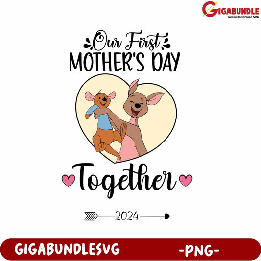 Our First Mother's Day Together Cute Kangaroo Design PNG
