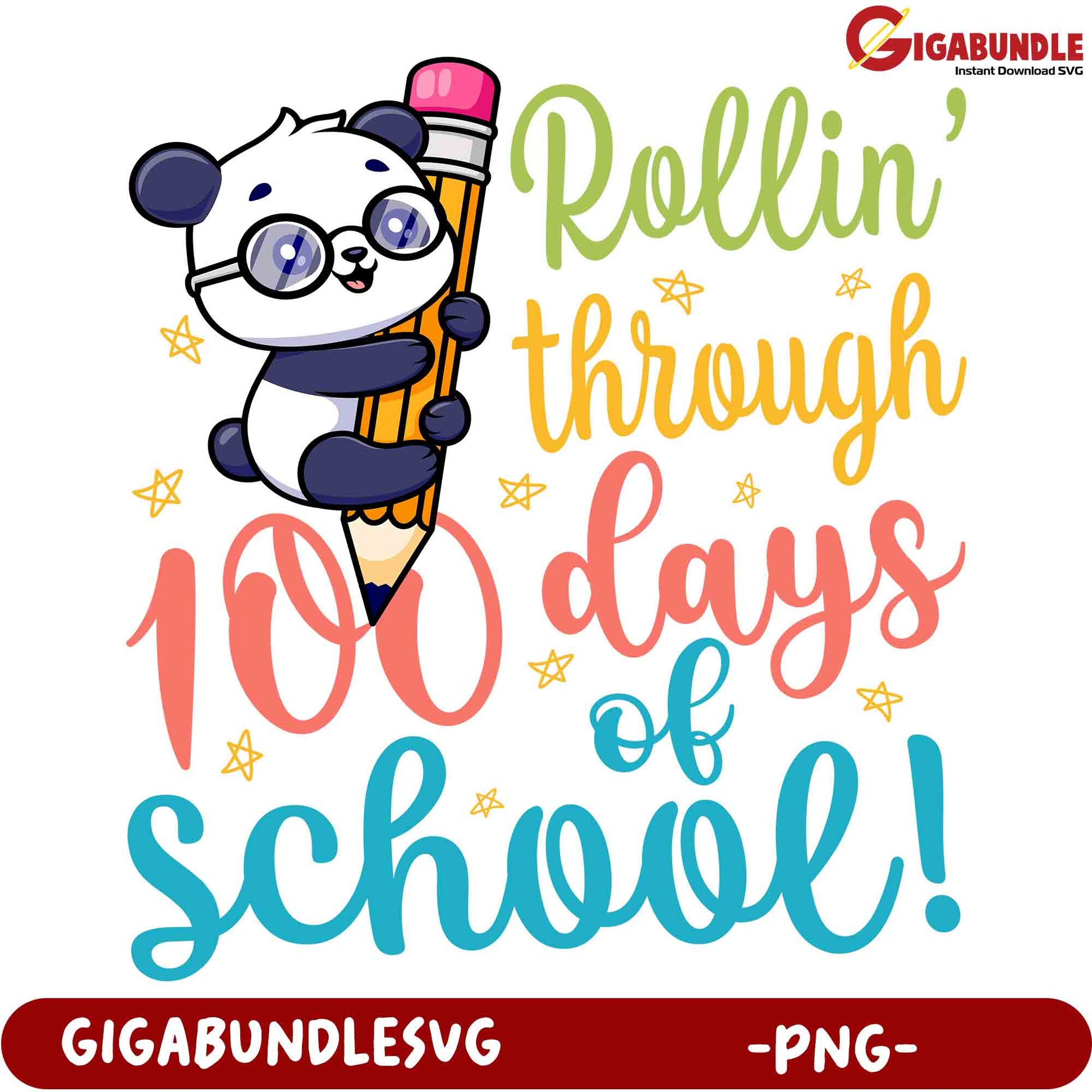 Panda 100 Days of School PNG Image