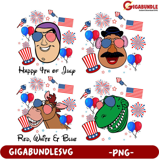 Patriotic 4th of July PNG Bundle - Fun Red, White & Blue Designs