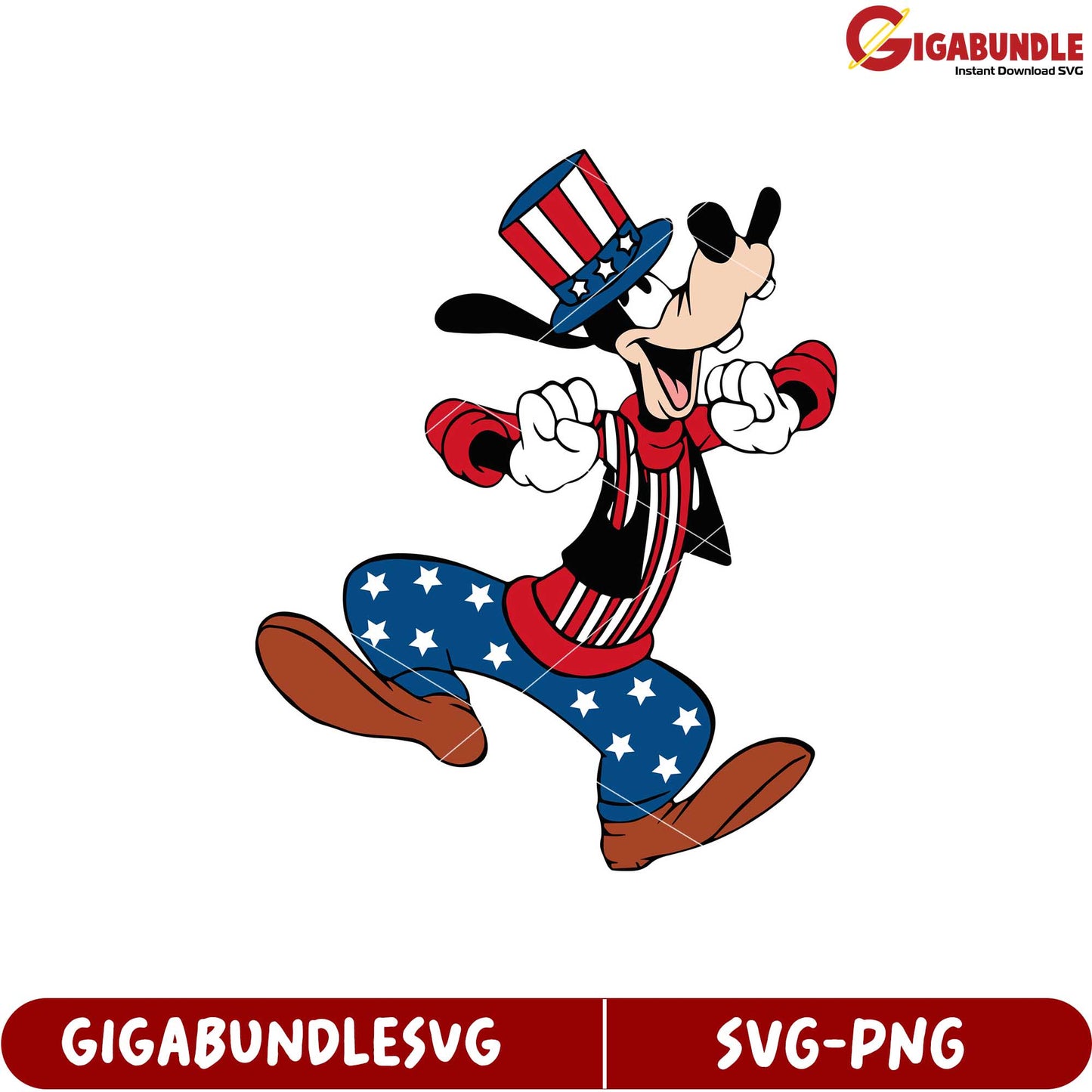 Patriotic Goofy Character SVG Design for Celebrating Independence Day
