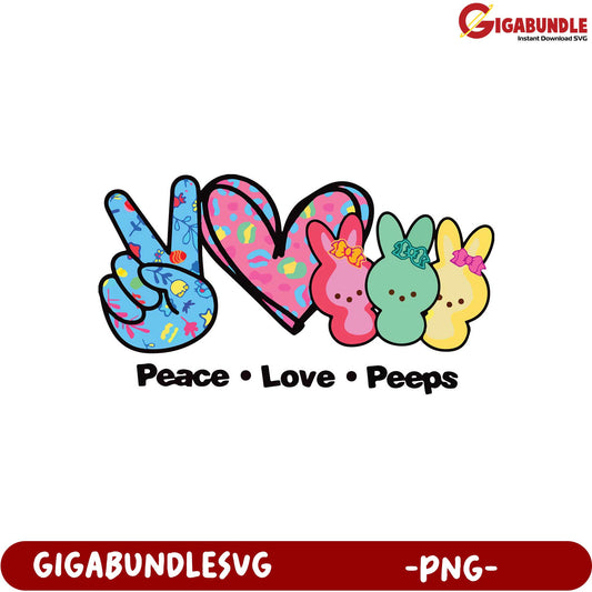 Peace Love Peeps Cute PNG Design for Fun Crafts and Decor