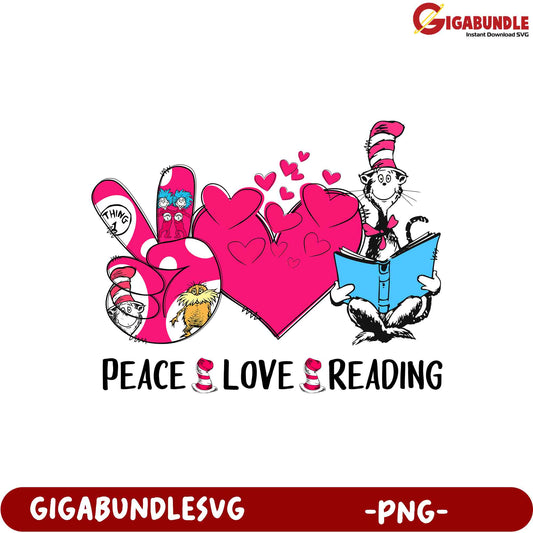 Peace Love Reading PNG