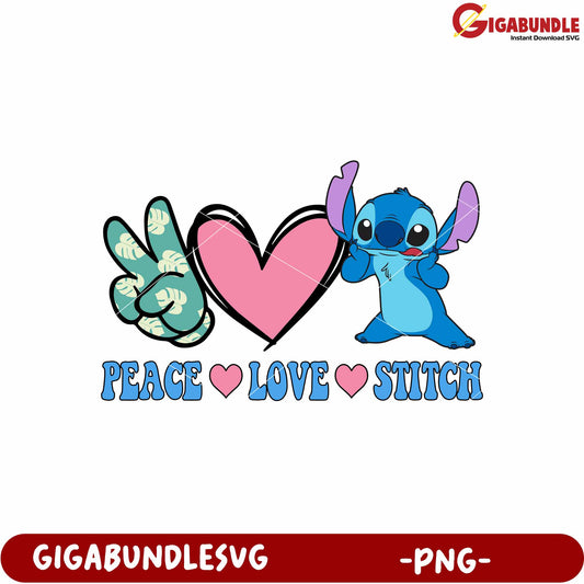 Peace love stitch png, lilo and stitch peace png, disney stitch png