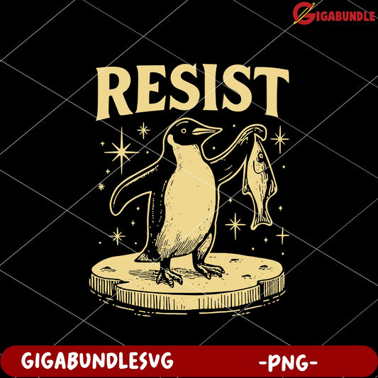 Penguin resist design png, animal activism png, protest penguin png