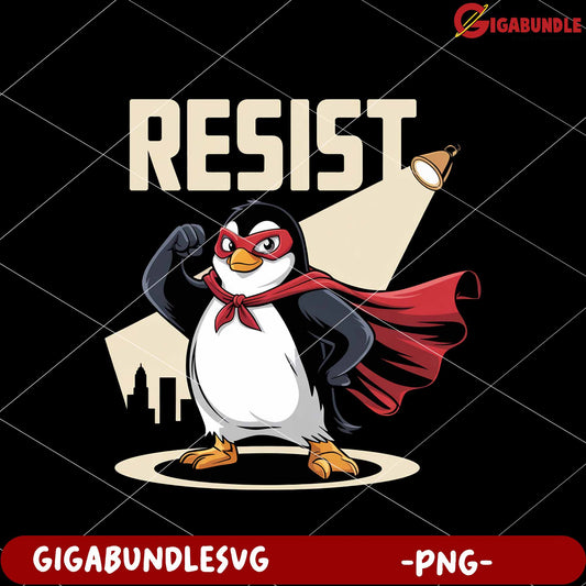 Penguin resist design png, animal protest design png, cute resist animals png