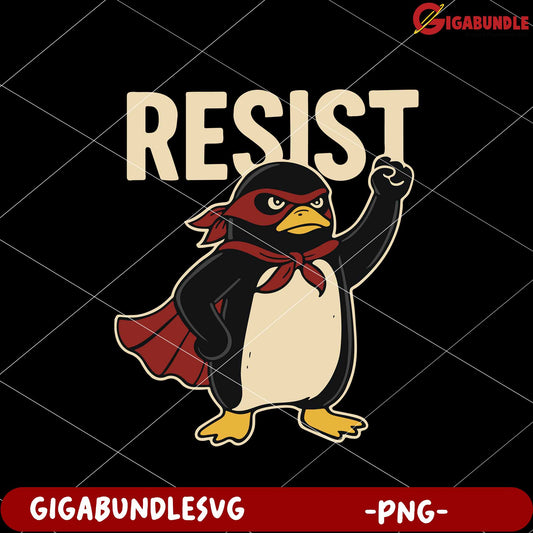 Penguin resist png, animal protest design png, cute resist animals png
