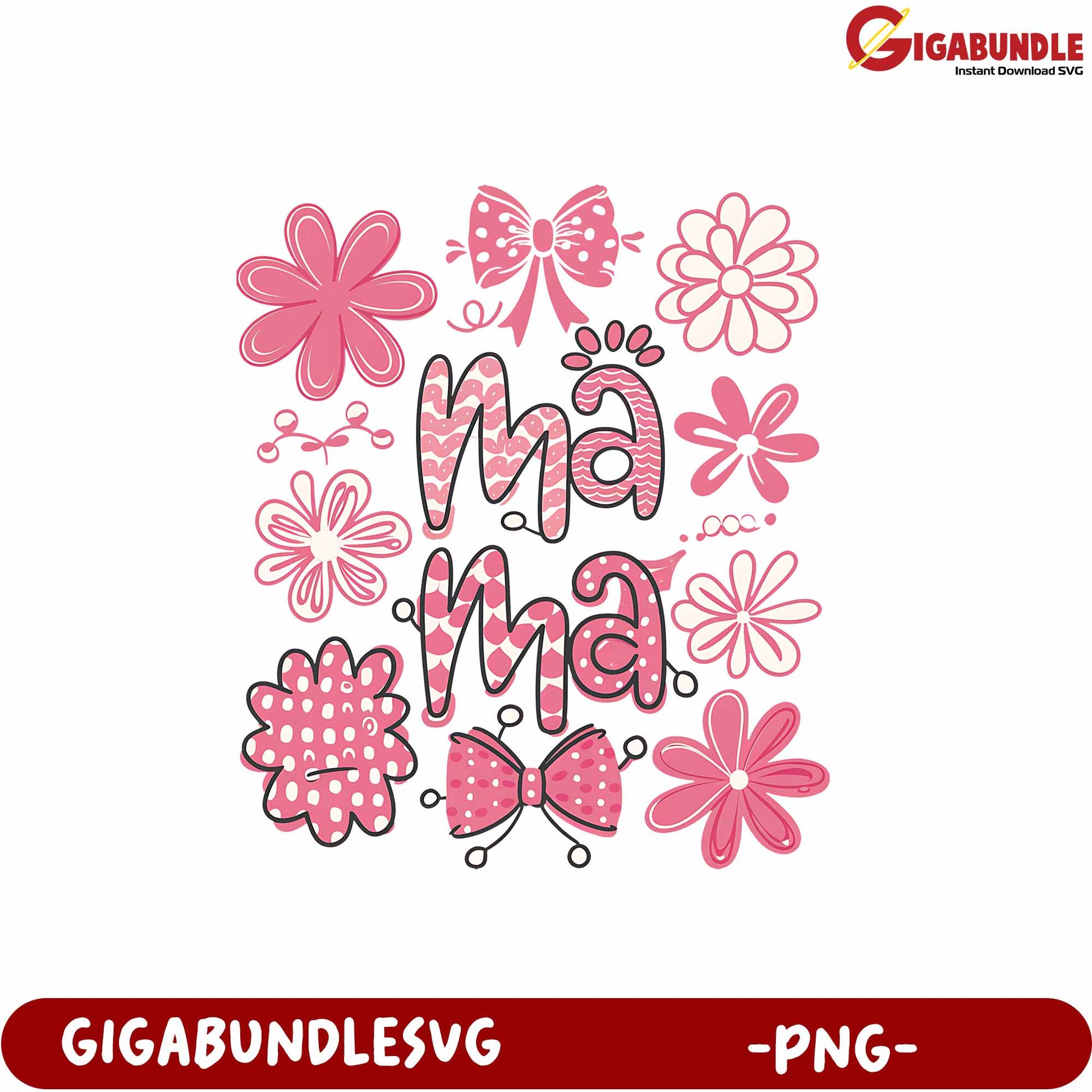Pink Floral Mama Design PNG for Mother's Day Craft Projects
