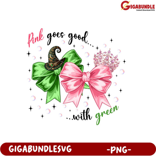 Pink and Green Bow Design for Creative Projects PNG
