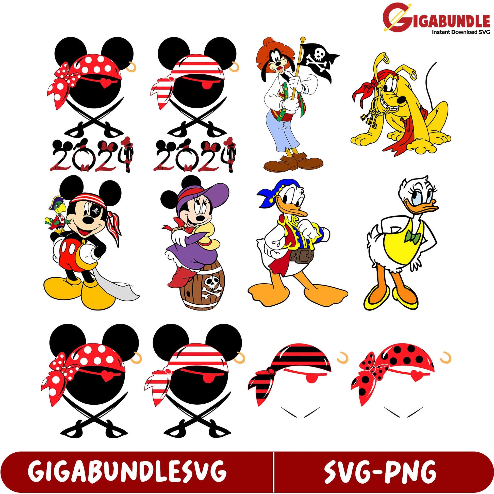 Pirate-Themed SVG Bundle with Disney Characters - Instant Download
