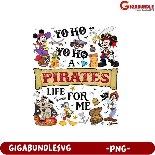 Pirate Adventure Mickey Mouse Disney PNG Artwork Design