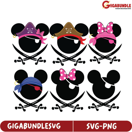 Pirate Mickey Mouse SVG Bundle  Fun Vector Graphics for Crafts