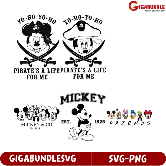 Pirate Mickey & Friends SVG Bundle for Creative Projects