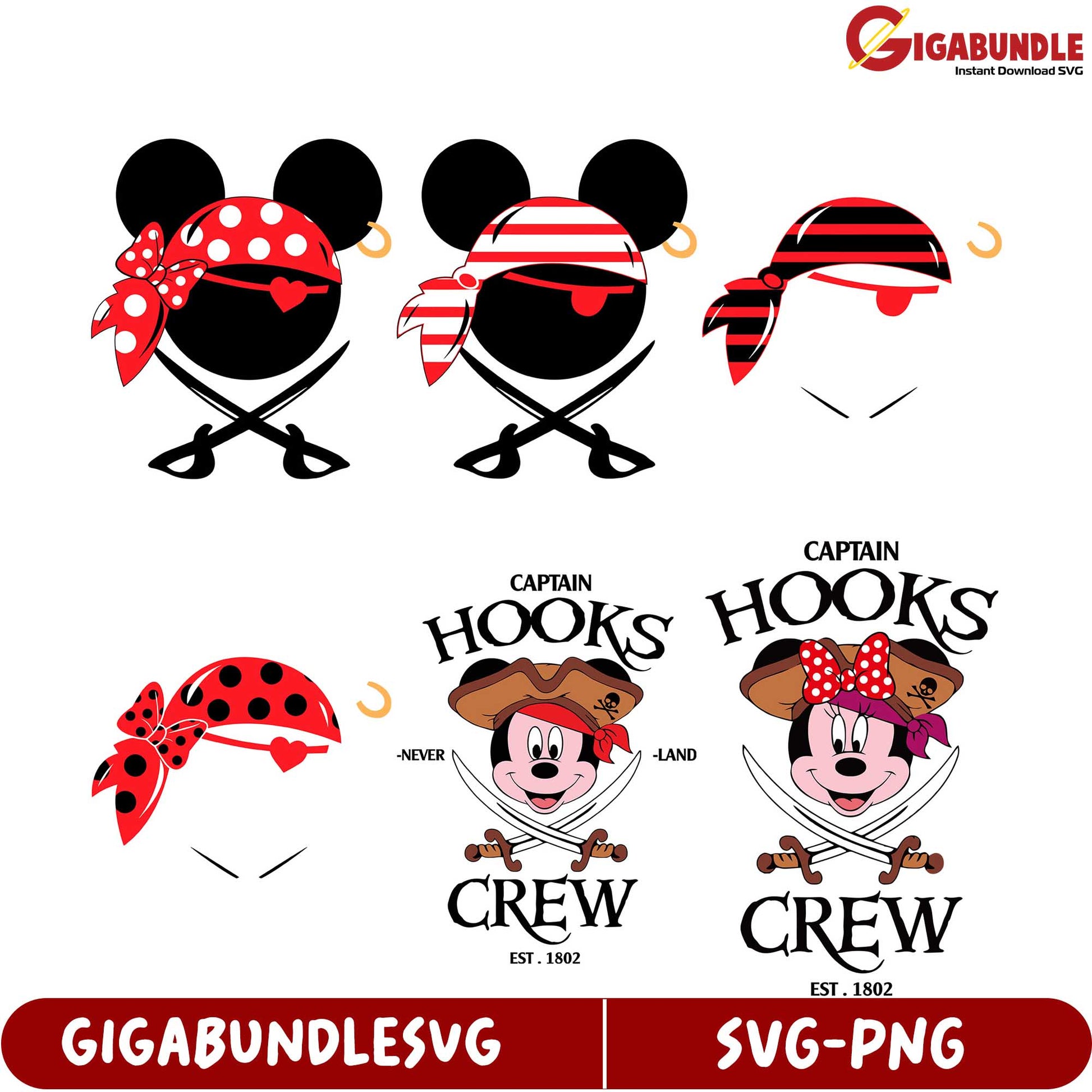 Pirate Themed SVG Bundle Mickey and Minnie Crew Designs